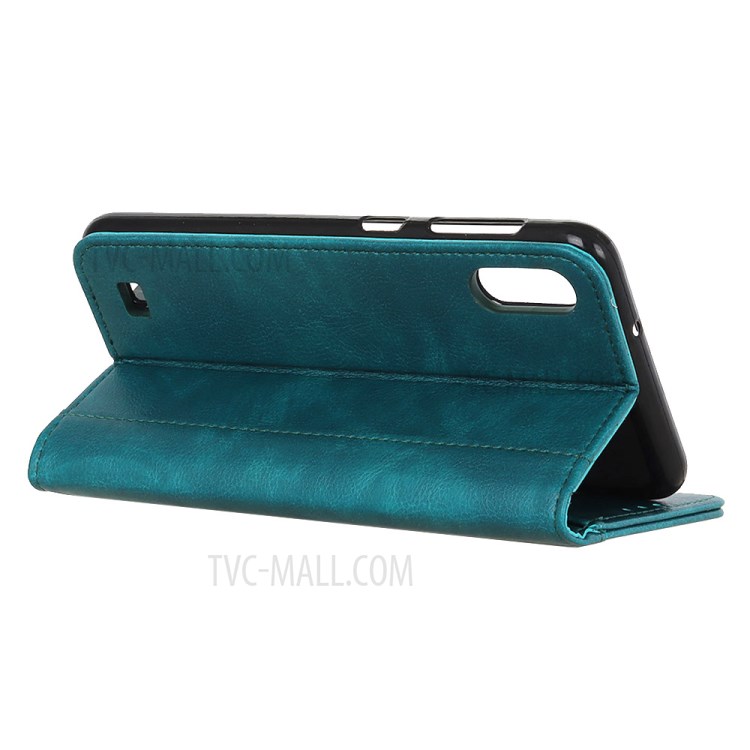Auto-absorbed Litchi Texture Leather Wallet Case for Samsung Galaxy A01 - Dark Green-8