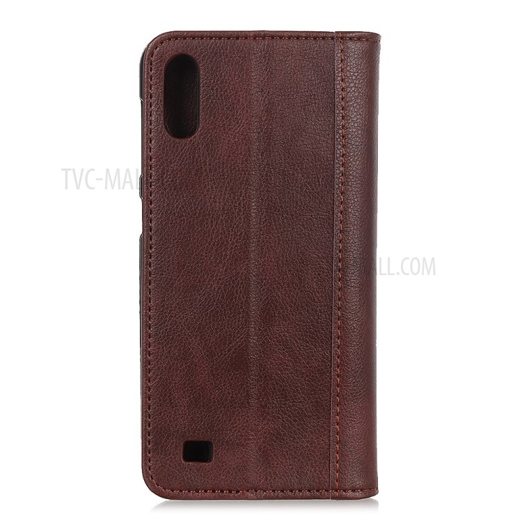 Auto-absorbed Litchi Texture Leather Wallet Case for Samsung Galaxy A01 - Brown-7