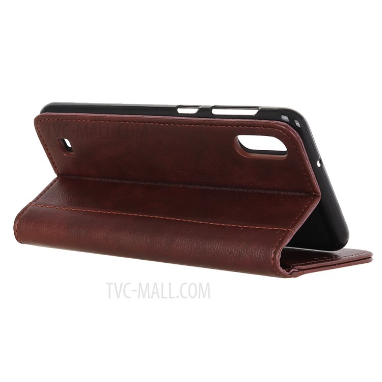 Auto-absorbed Litchi Texture Leather Wallet Case for Samsung Galaxy A01 - Brown-8