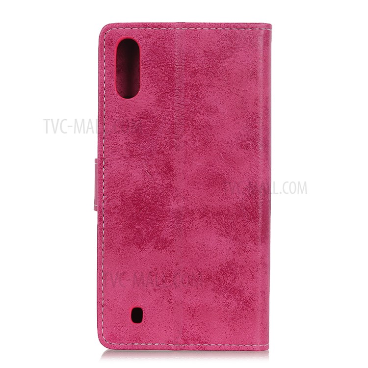 Vintage Style Leather Wallet Case for Samsung Galaxy A01 - Rose-10