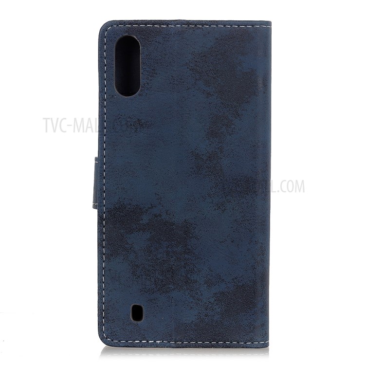 Vintage Style Leather Wallet Case for Samsung Galaxy A01 - Blue-10