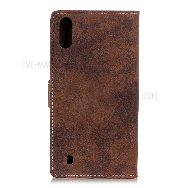 Vintage Style Leather Wallet Case for Samsung Galaxy A01 - Coffee-10