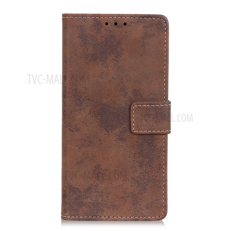 Vintage Style Leather Wallet Case for Samsung Galaxy A01 - Coffee-2