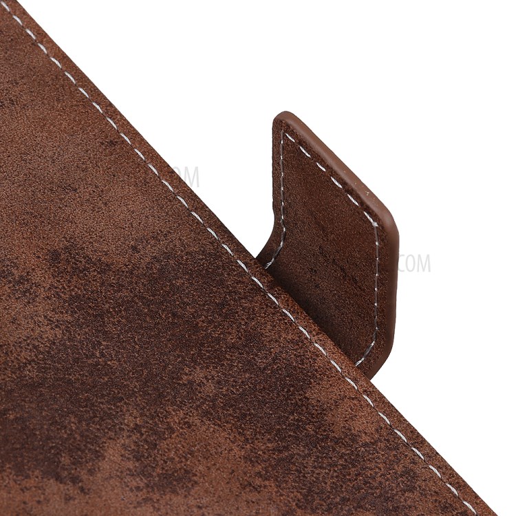 Vintage Style Leather Wallet Case for Samsung Galaxy A01 - Coffee-4