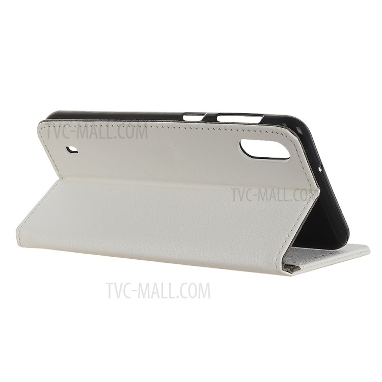Litchi Texture Leather Cell Phone Protective Case for Samsung Galaxy A01 - White-11