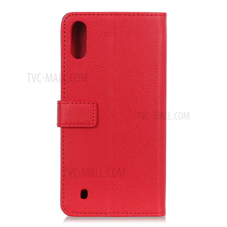 Litchi Texture Leather Cell Phone Protective Case for Samsung Galaxy A01 - Red-10