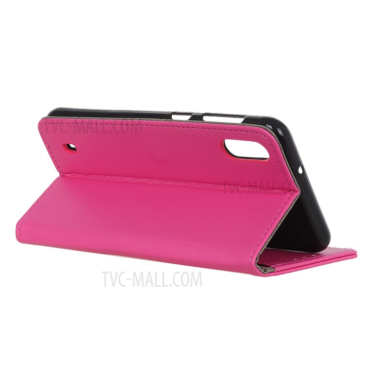 Litchi Texture Leather Cell Phone Protective Case for Samsung Galaxy A01 - Rose-11