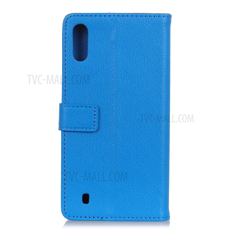 Litchi Texture Leather Cell Phone Protective Case for Samsung Galaxy A01 - Blue-10
