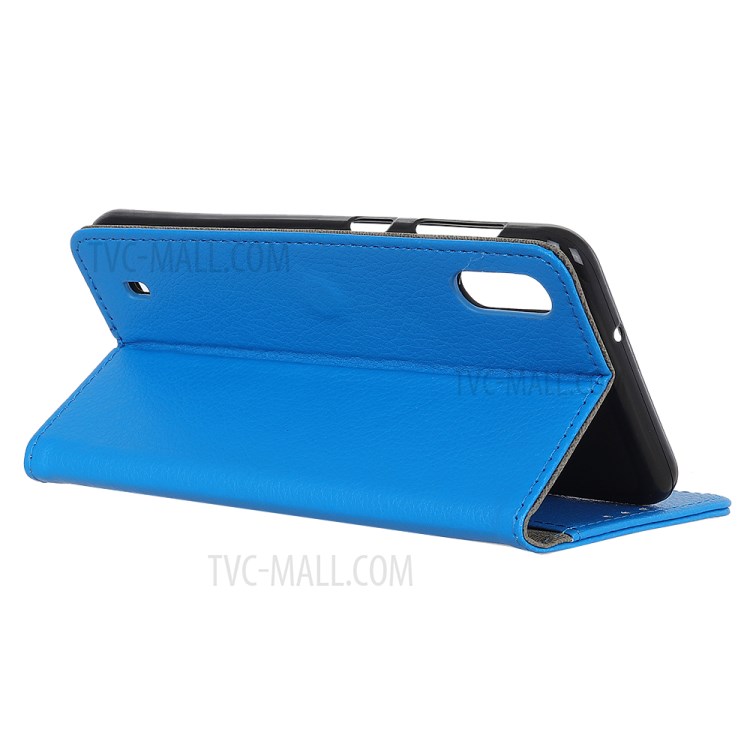 Litchi Texture Leather Cell Phone Protective Case for Samsung Galaxy A01 - Blue-11