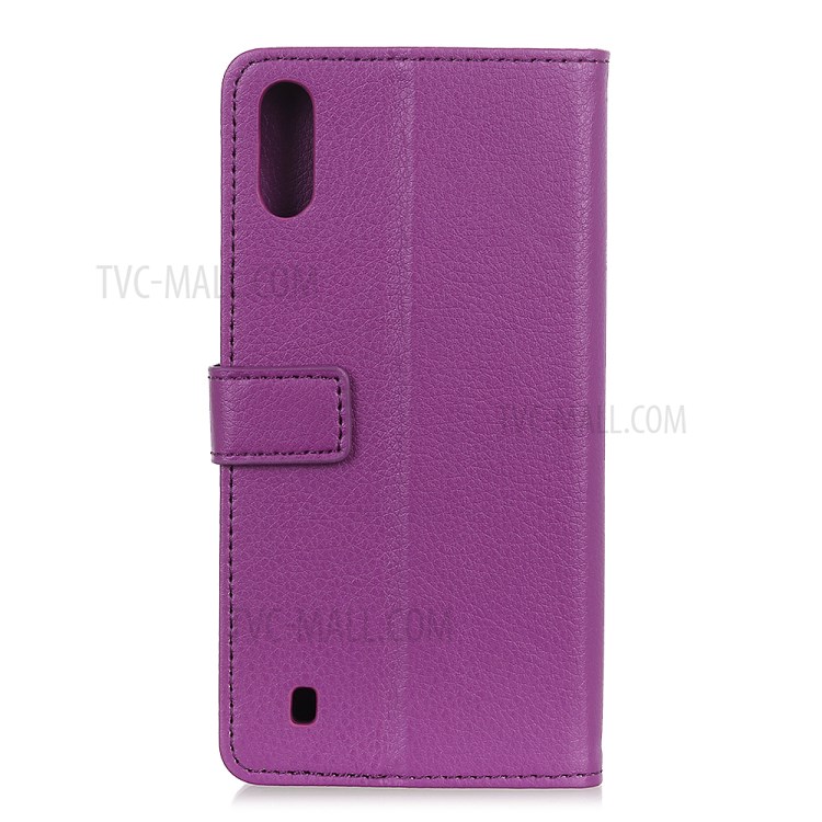 Litchi Texture Leather Cell Phone Protective Case for Samsung Galaxy A01 - Purple-2