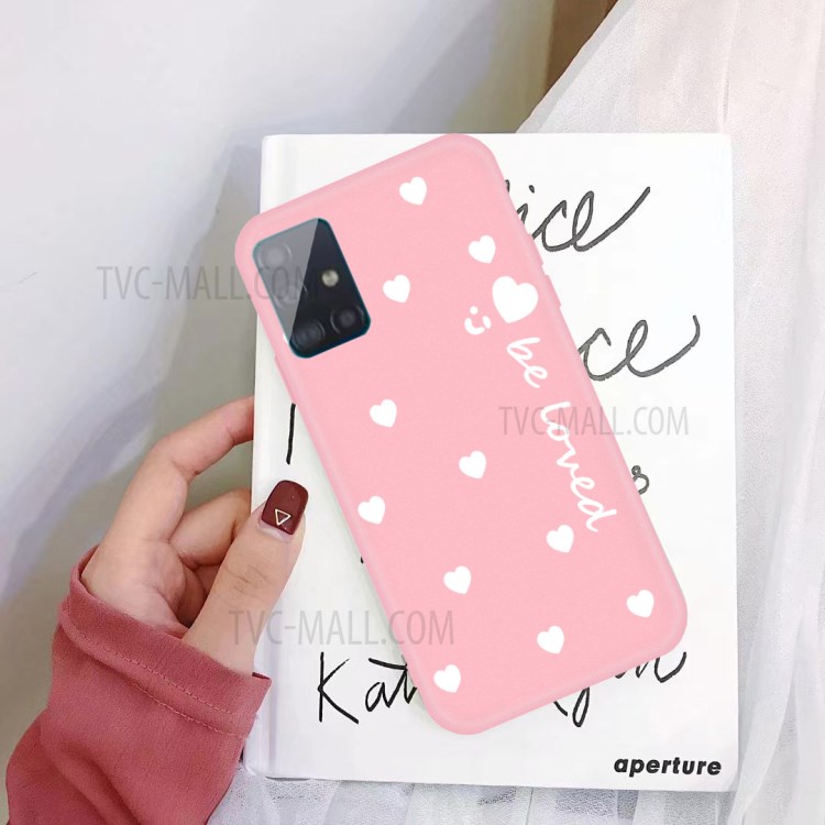 Smile Heart Pattern Matte TPU Phone Case for Samsung Galaxy A71 - Pink-2