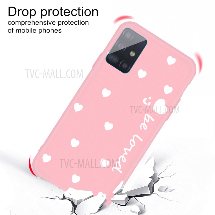 Smile Heart Pattern Matte TPU Phone Case for Samsung Galaxy A71 - Pink-3