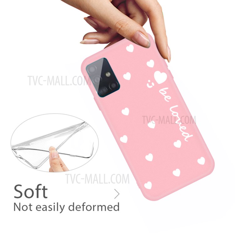 Smile Heart Pattern Matte TPU Phone Case for Samsung Galaxy A71 - Pink-4