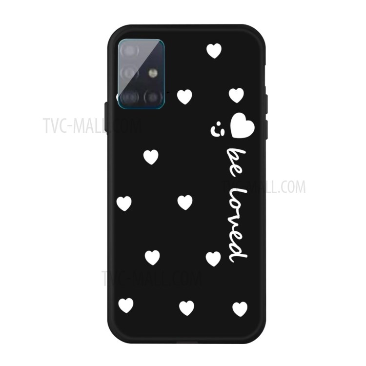 Smile Heart Match Matte TPU Téléphone Case Pour Samsung Galaxy A71 - le Noir