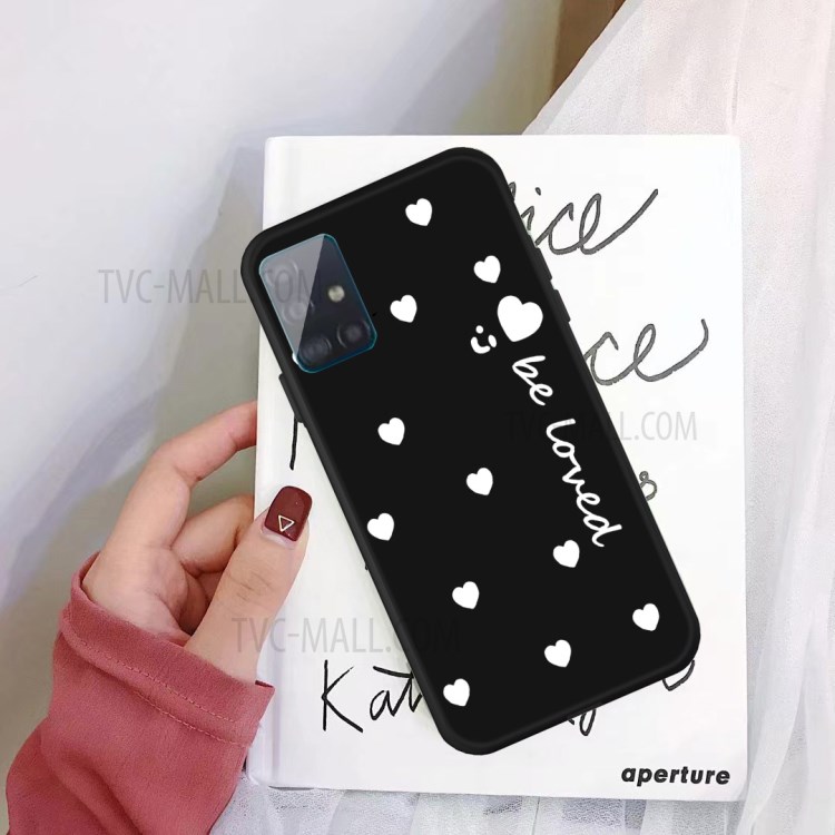 Smile Heart Match Matte TPU Téléphone Case Pour Samsung Galaxy A71 - le Noir