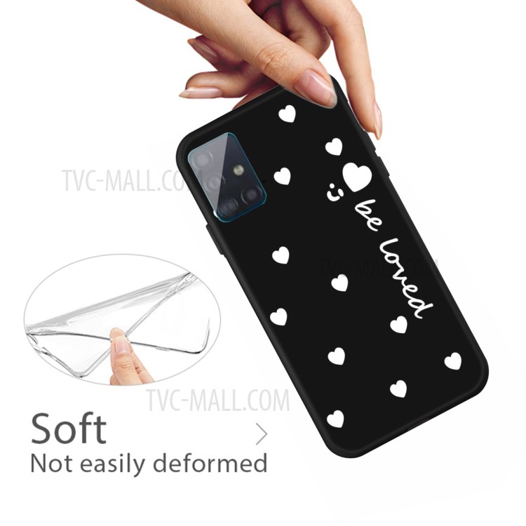 Smile Heart Muster Mattes TPU -telefongehäuse Für Samsung Galaxy A71 - Schwarz