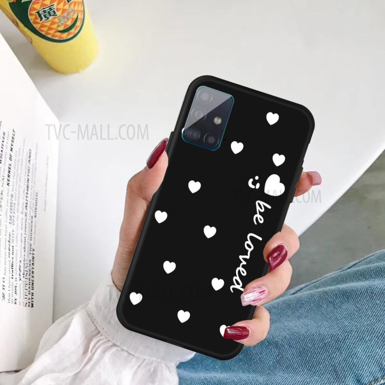 Smile Heart Muster Mattes TPU -telefongehäuse Für Samsung Galaxy A71 - Schwarz