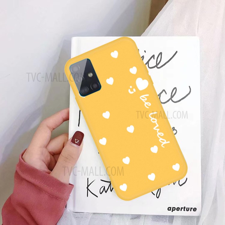 Smile Heart Pattern Matte TPU Phone Case for Samsung Galaxy A71 - Yellow-2