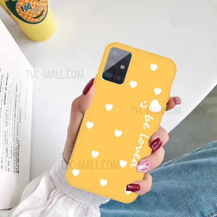 Smile Heart Pattern Matte TPU Phone Case for Samsung Galaxy A71 - Yellow-5