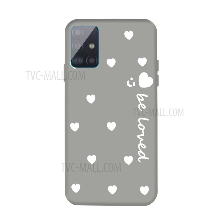 Smile Heart Pattern Matte TPU Phone Case for Samsung Galaxy A71 - Grey-1