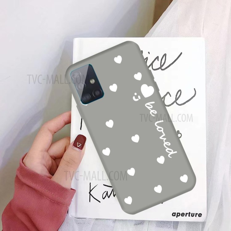 Smile Heart Pattern Matte TPU Телефона Для Samsung Galaxy A71 - Серый-2