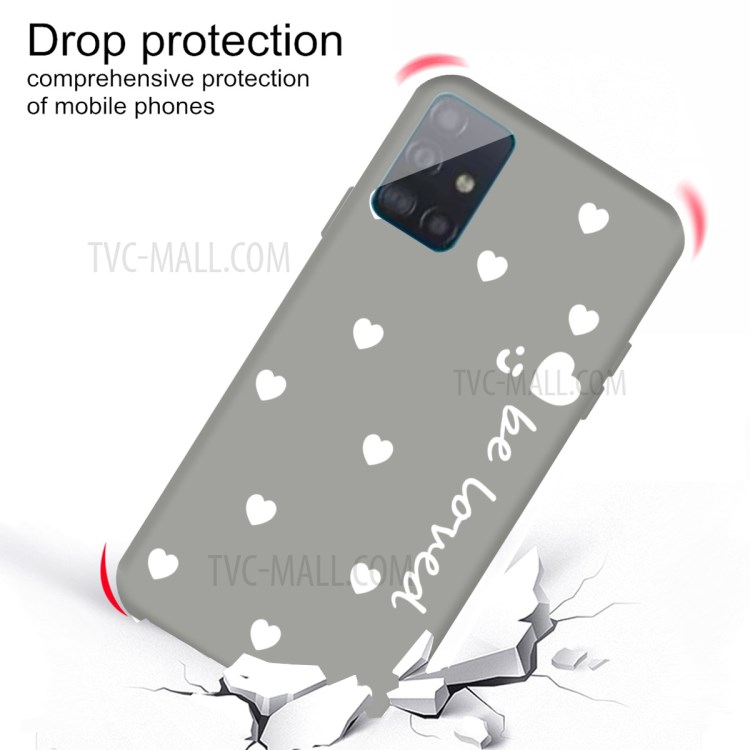 Smile Heart Pattern Matte TPU Phone Case for Samsung Galaxy A71 - Grey-3