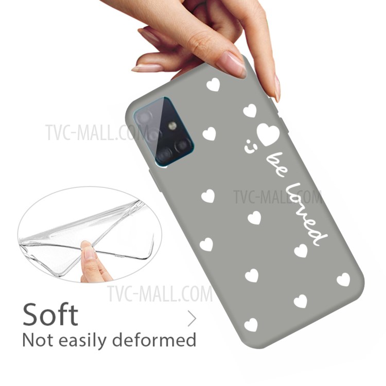 Smile Heart Pattern Matte TPU Телефона Для Samsung Galaxy A71 - Серый-4