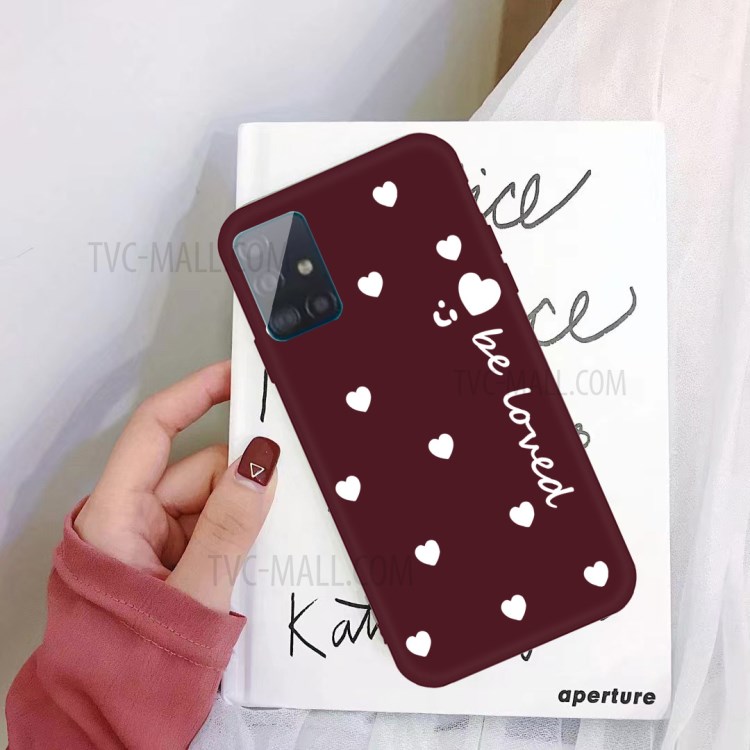 Smile Heart Pattern Matte TPU Phone Case for Samsung Galaxy A71 - Wine Red-2