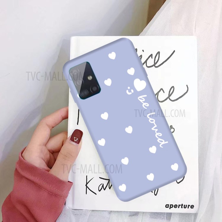 Smile Heart Pattern Matte TPU Phone Case for Samsung Galaxy A71 - Purple-2