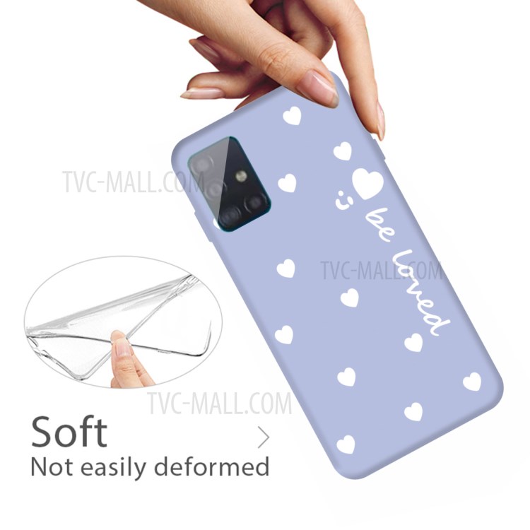 Smile Heart Pattern Matte TPU Phone Case for Samsung Galaxy A71 - Purple-4