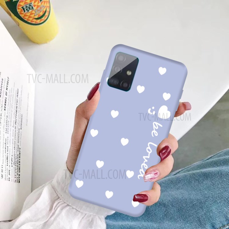 Smile Heart Pattern Matte TPU Phone Case for Samsung Galaxy A71 - Purple-5