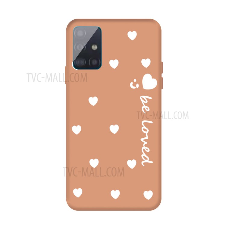 Smile Heart Pattern Matte TPU Phone Case for Samsung Galaxy A71 - Orange-1