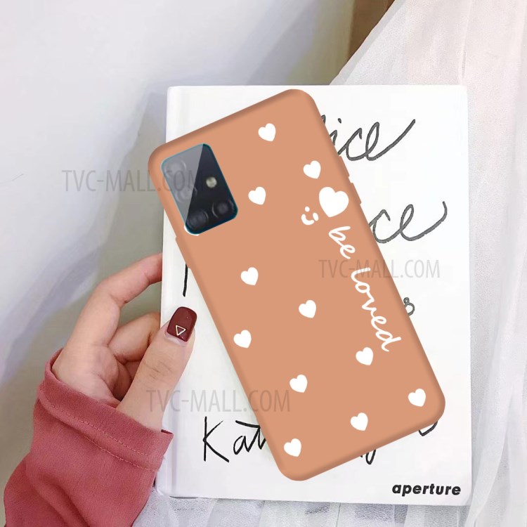 Smile Heart Pattern Matte TPU Phone Case for Samsung Galaxy A71 - Orange-2