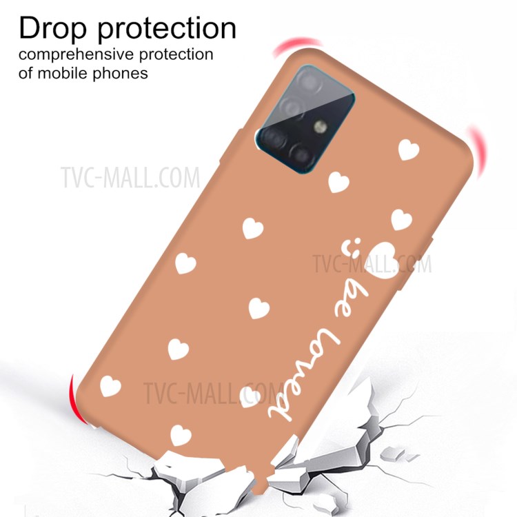 Smile Heart Pattern Matte TPU Phone Case for Samsung Galaxy A71 - Orange-3