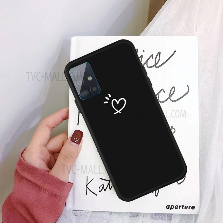 Heart Pattern Matte TPU Phone Case for Samsung Galaxy A51 - Black-2