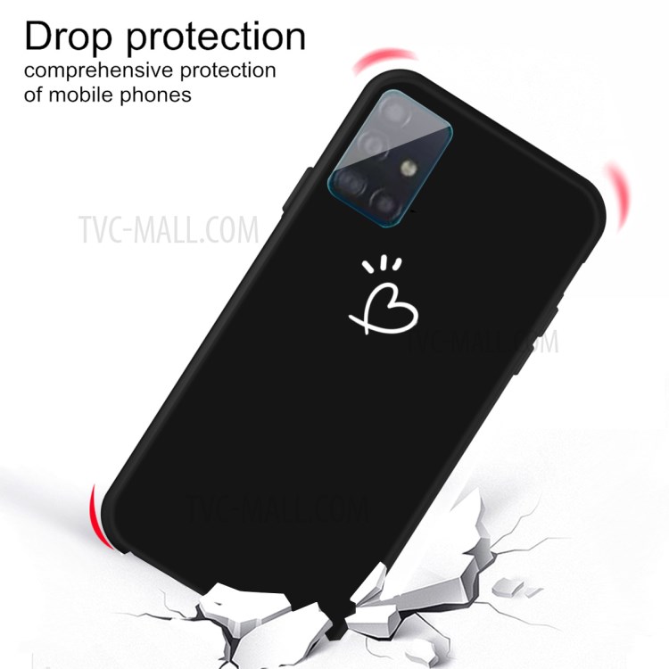 Heart Pattern Matte TPU Phone Case for Samsung Galaxy A51 - Black-3