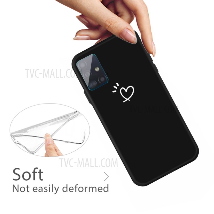 Heart Pattern Matte TPU Phone Case for Samsung Galaxy A51 - Black-4