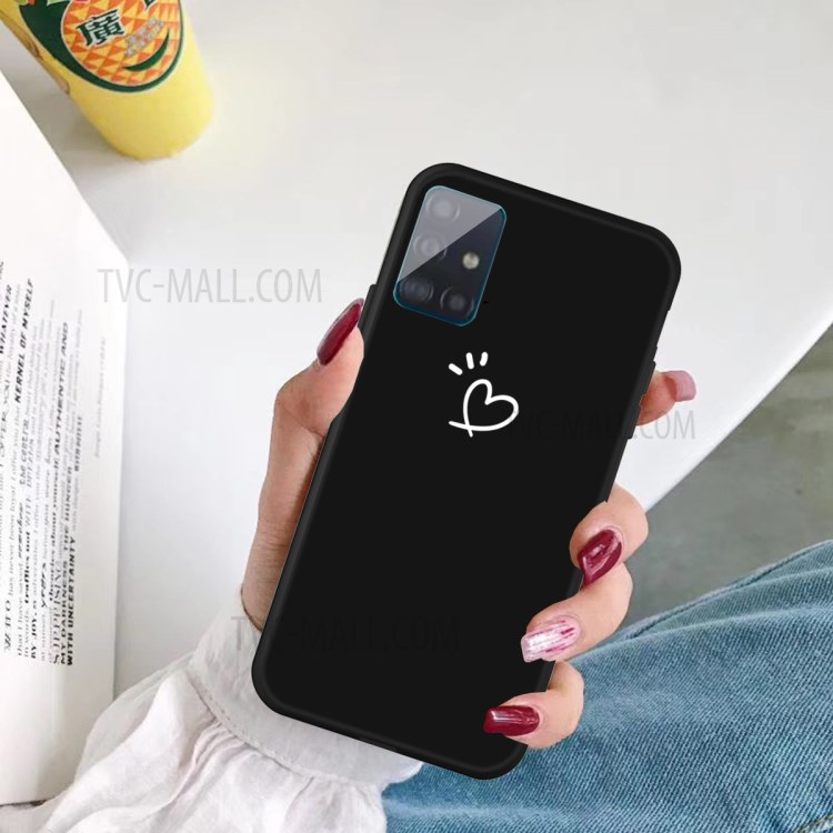 Heart Pattern Matte TPU Phone Case for Samsung Galaxy A51 - Black-5