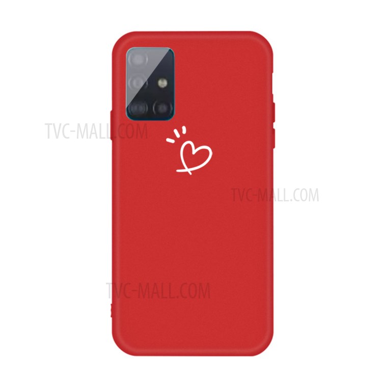 Heart Pattern Matte TPU Phone Case for Samsung Galaxy A51 - Red-1