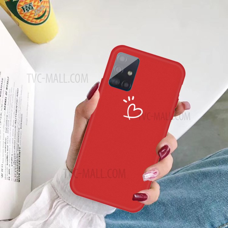 Étui de Téléphone TPU Mat Pour le Cœur Pour Samsung Galaxy A51 - Rouge-5