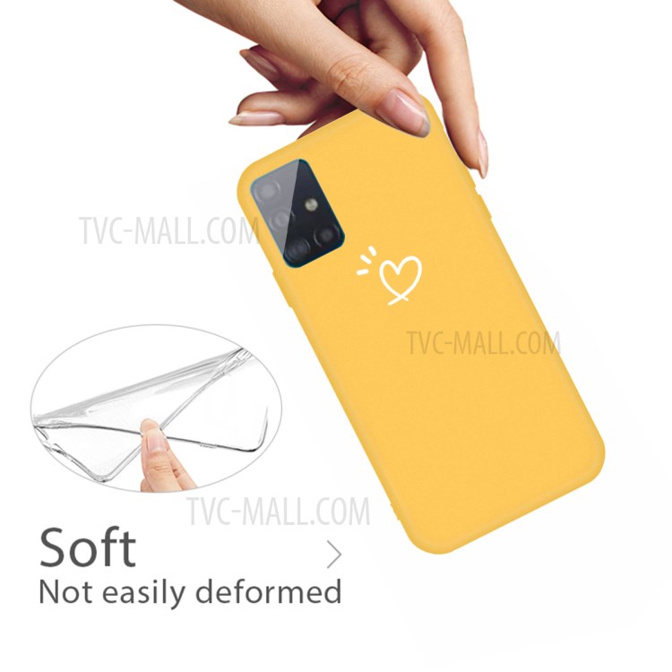 Étui de Téléphone TPU Mat Pour le Cœur Pour Samsung Galaxy A51 - Jaune-4