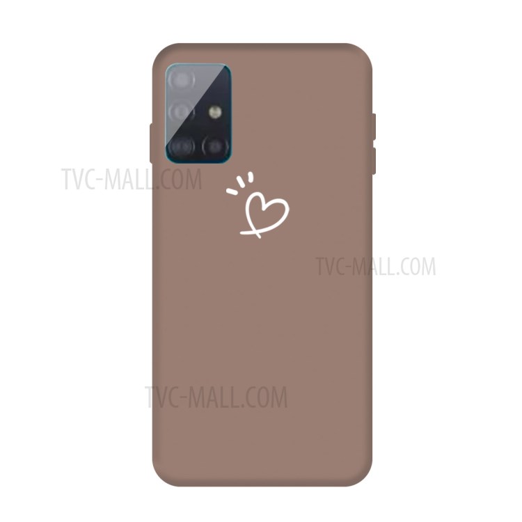 Heart Pattern Matte TPU Phone Case for Samsung Galaxy A51 - Khaki-1