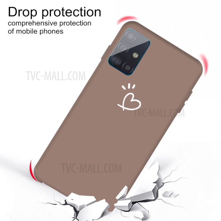 Heart Pattern Matte TPU Phone Case for Samsung Galaxy A51 - Khaki-3