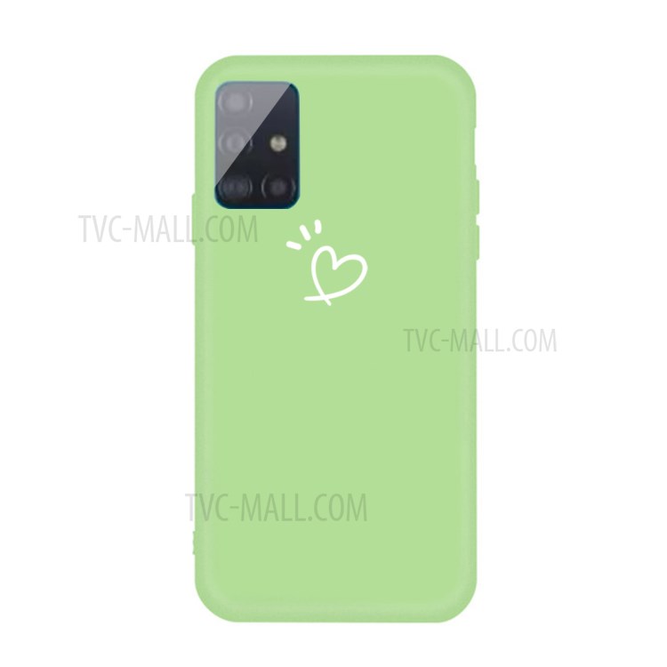 Heart Pattern Matte TPU Phone Case for Samsung Galaxy A51 - Green-1