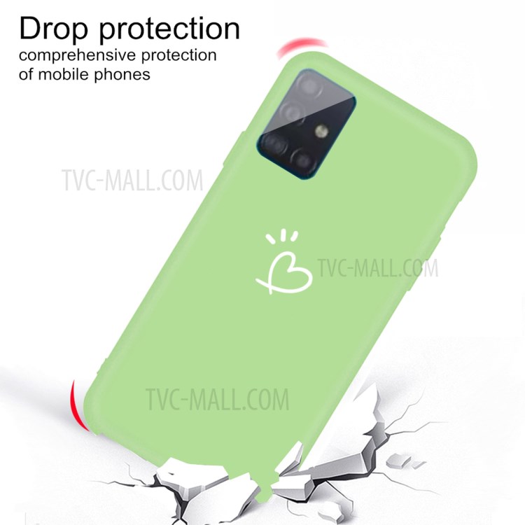 Heart Pattern Matte TPU Phone Case for Samsung Galaxy A51 - Green-3