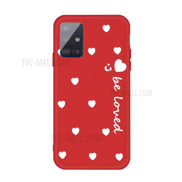 Smile Heart Pattern Matte TPU Phone Case for Samsung Galaxy A51 - Red-1