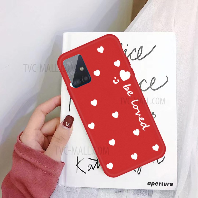 Smile Heart Pattern Matte TPU Phone Case for Samsung Galaxy A51 - Red-2