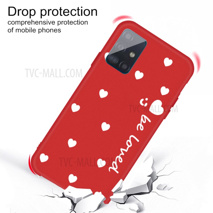 Smile Heart Pattern Matte TPU Phone Case for Samsung Galaxy A51 - Red-3