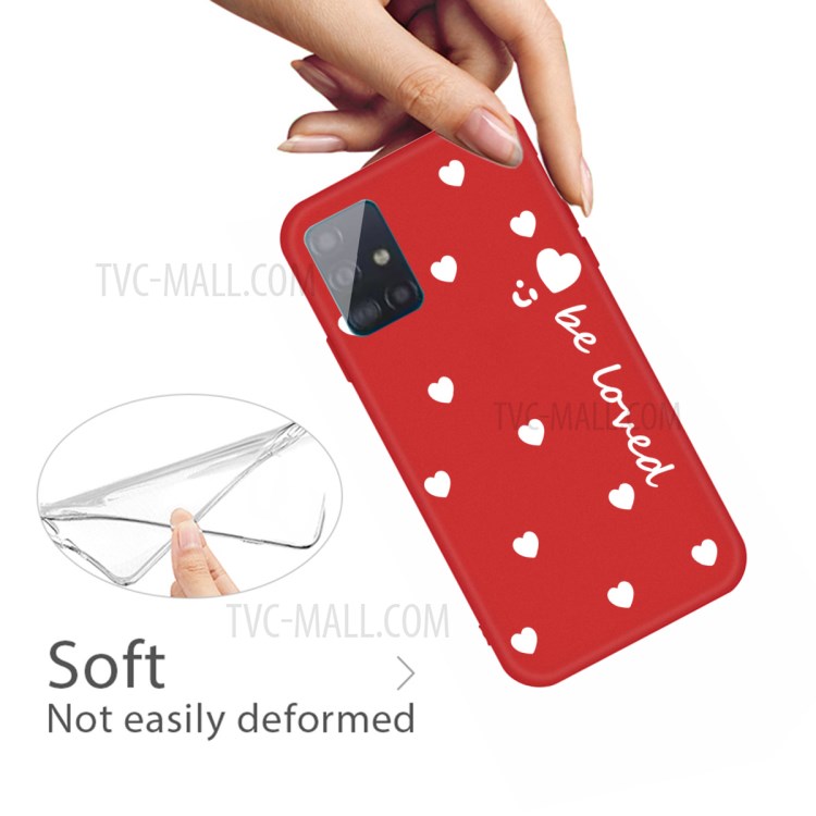 Smile Heart Pattern Matte TPU Phone Case for Samsung Galaxy A51 - Red-4