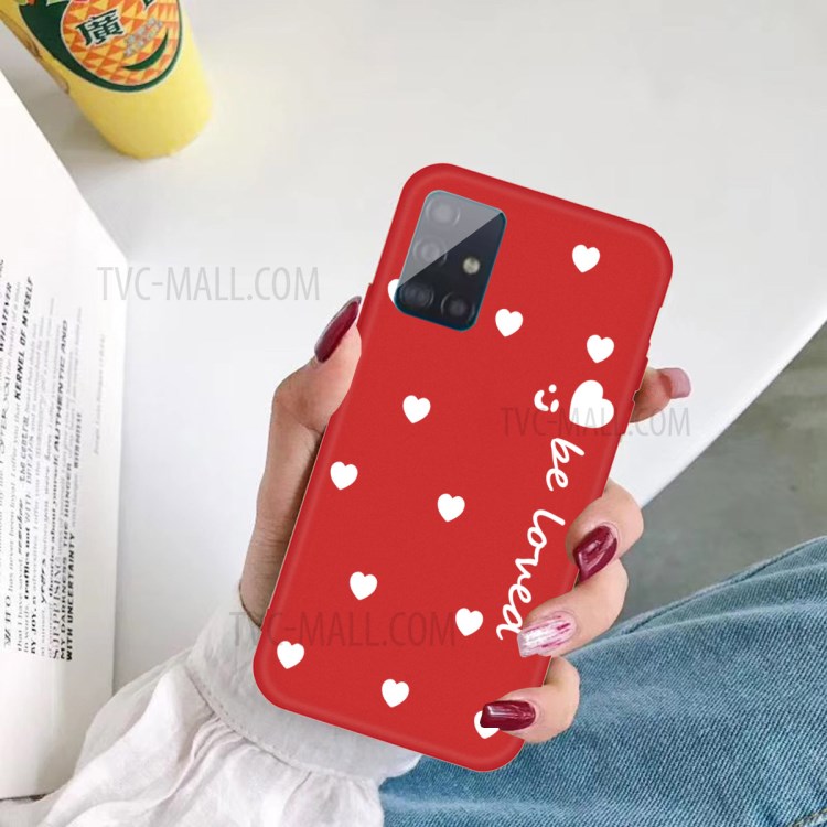 Smile Heart Pattern Matte TPU Phone Case for Samsung Galaxy A51 - Red-5